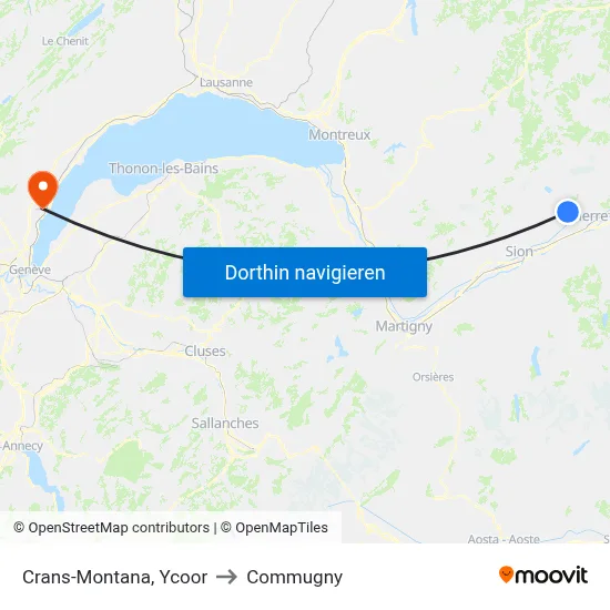 Crans-Montana, Ycoor to Commugny map