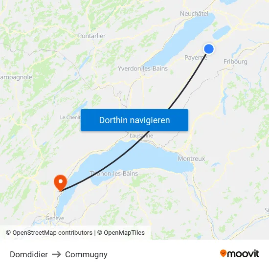 Domdidier to Commugny map