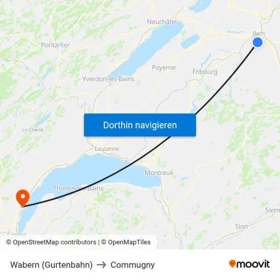 Wabern (Gurtenbahn) to Commugny map