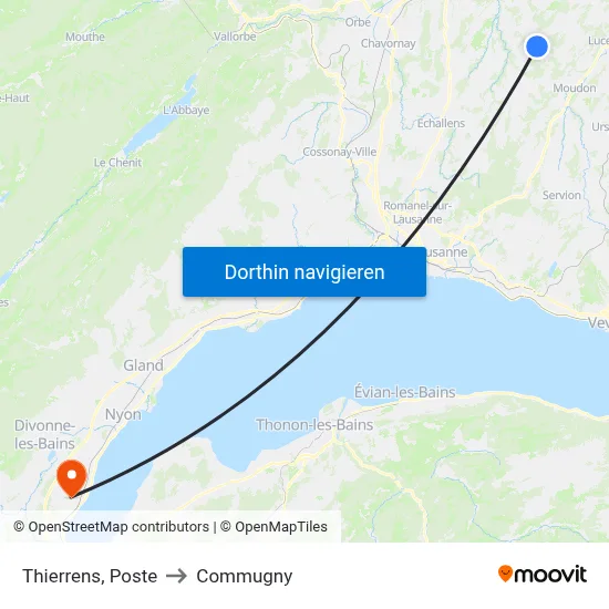 Thierrens, Poste to Commugny map