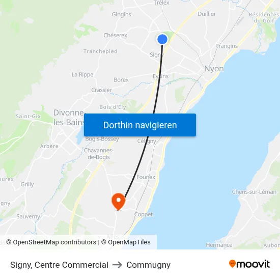 Signy, Centre Commercial to Commugny map
