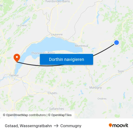 Gstaad, Wasserngratbahn to Commugny map