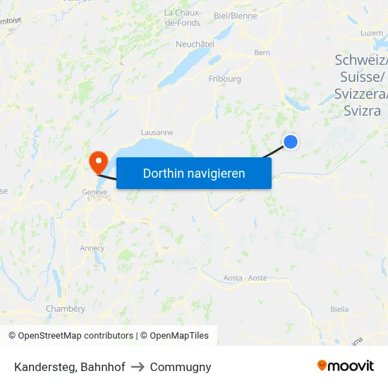 Kandersteg, Bahnhof to Commugny map