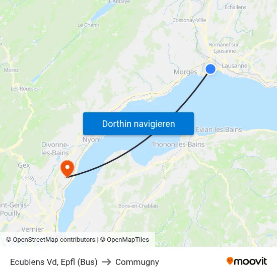 Ecublens Vd, Epfl (Bus) to Commugny map
