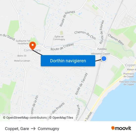 Coppet, Gare to Commugny map