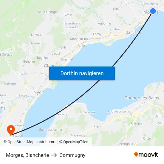 Morges, Blancherie to Commugny map