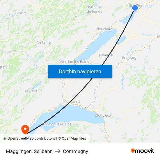 Magglingen, Seilbahn to Commugny map