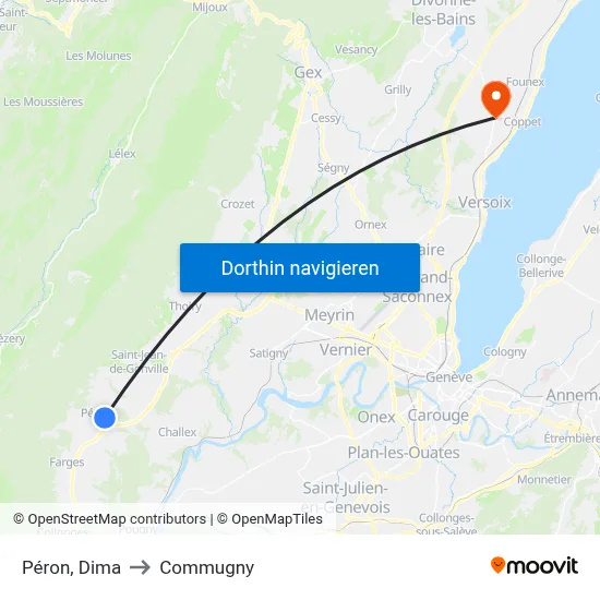 Péron, Dima to Commugny map