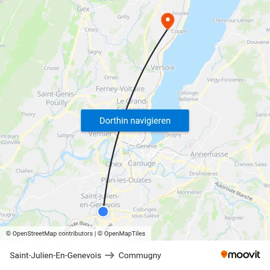 Saint-Julien-En-Genevois to Commugny map