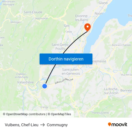 Vulbens, Chef-Lieu to Commugny map