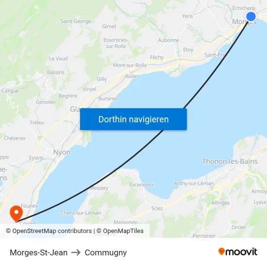 Morges-St-Jean to Commugny map