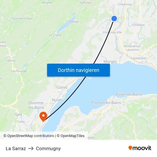 La Sarraz to Commugny map