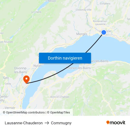 Lausanne-Chauderon to Commugny map