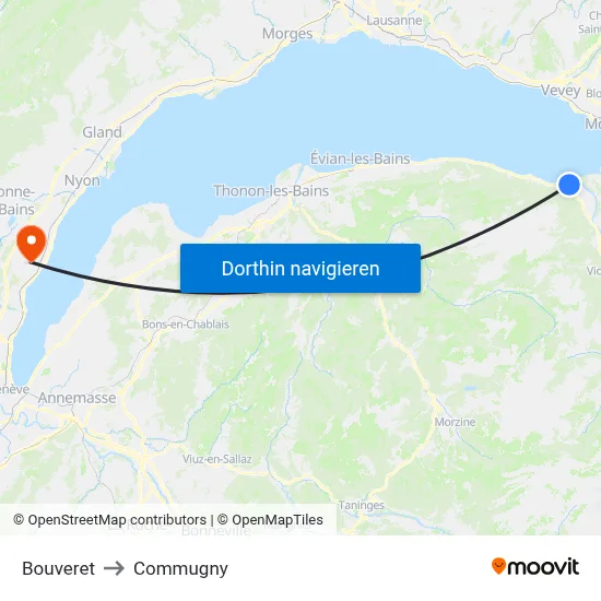Bouveret to Commugny map