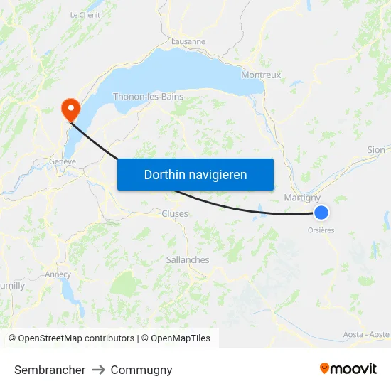 Sembrancher to Commugny map