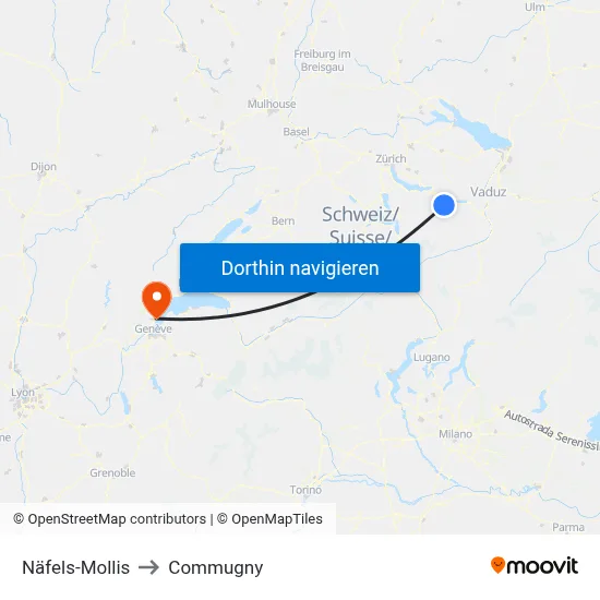 Näfels-Mollis to Commugny map
