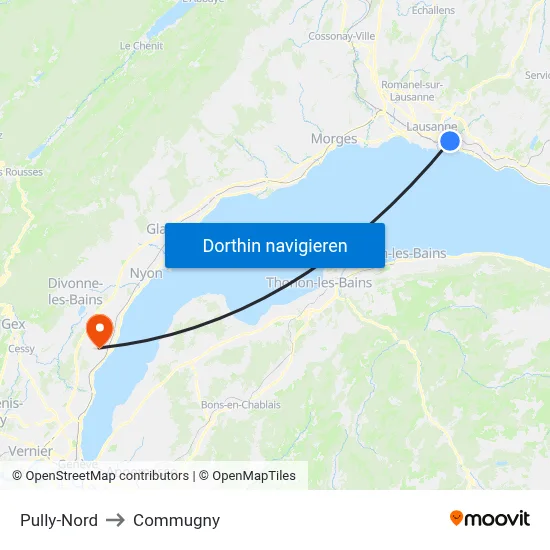 Pully-Nord to Commugny map