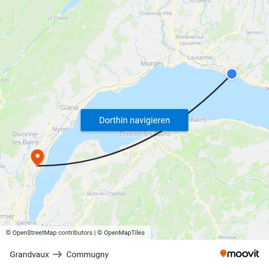 Grandvaux to Commugny map