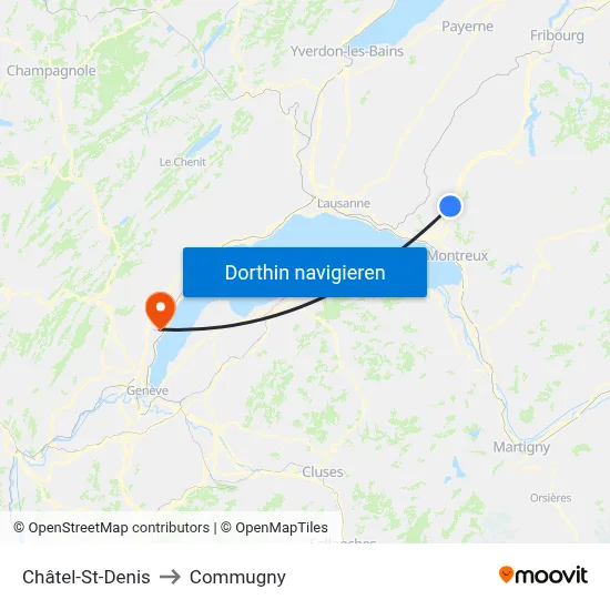 Châtel-St-Denis to Commugny map