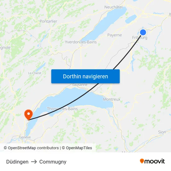 Düdingen to Commugny map