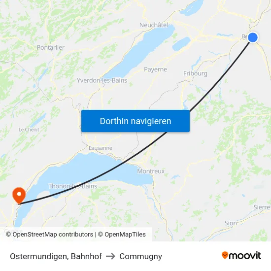 Ostermundigen, Bahnhof to Commugny map