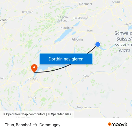 Thun, Bahnhof to Commugny map