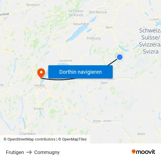 Frutigen to Commugny map