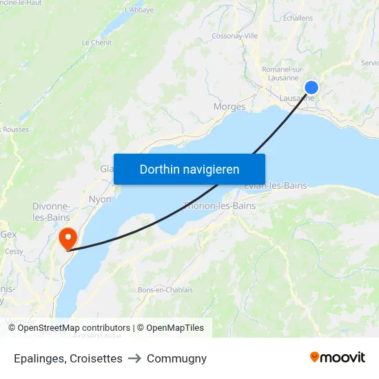 Epalinges, Croisettes to Commugny map