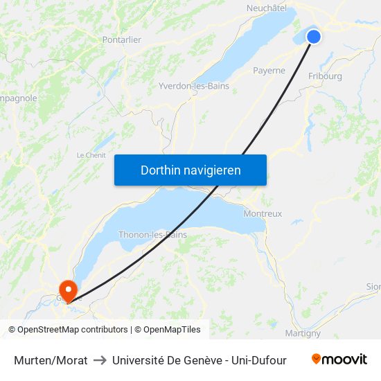 Murten/Morat to Université De Genève - Uni-Dufour map