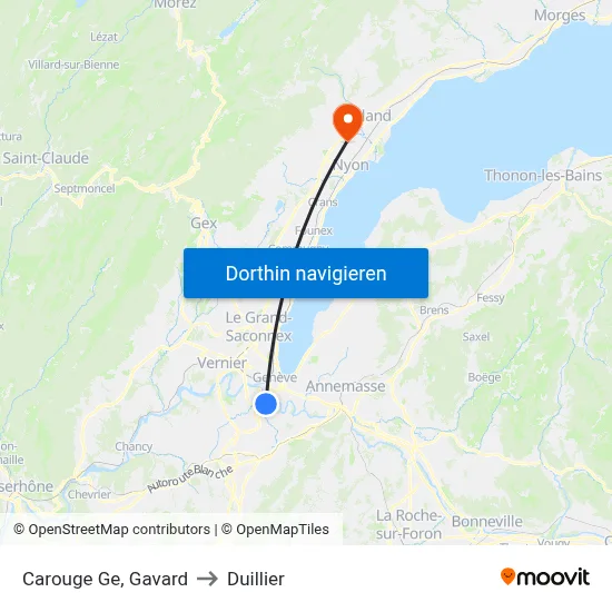 Carouge Ge, Gavard to Duillier map