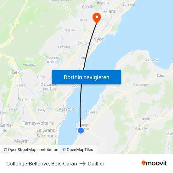Collonge-Bellerive, Bois-Caran to Duillier map