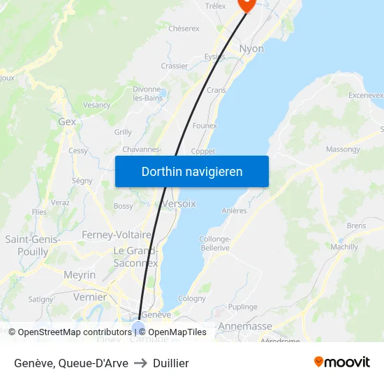 Genève, Queue-D'Arve to Duillier map
