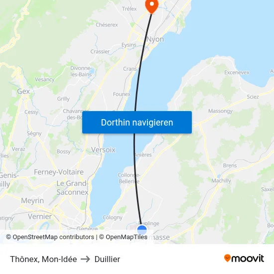 Thônex, Mon-Idée to Duillier map