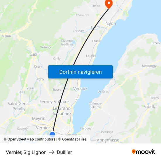 Vernier, Sig Lignon to Duillier map