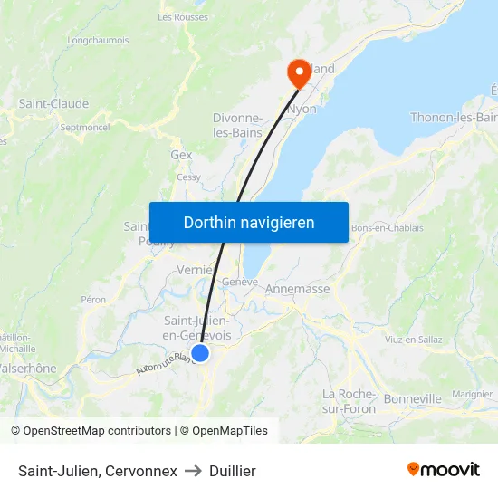 Saint-Julien, Cervonnex to Duillier map