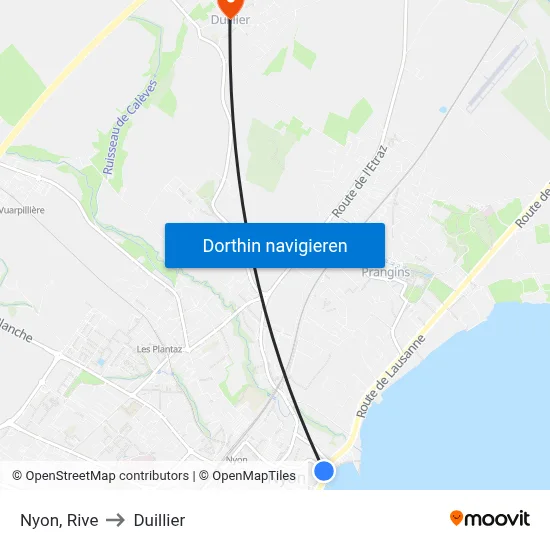 Nyon, Rive to Duillier map