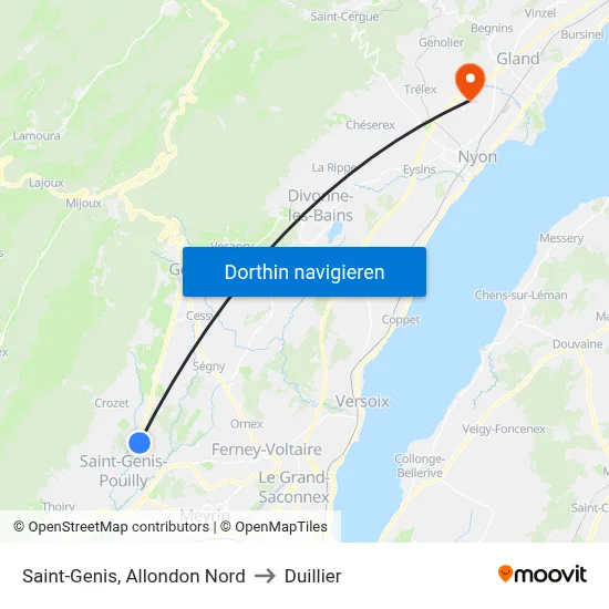 Saint-Genis, Allondon Nord to Duillier map