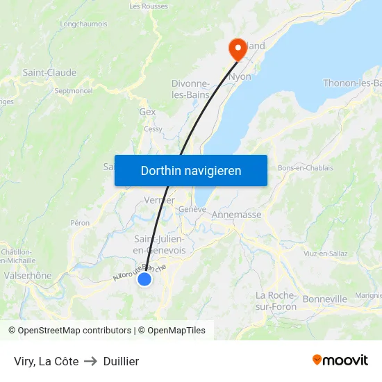 Viry, La Côte to Duillier map