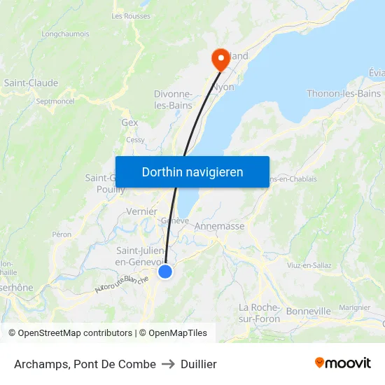 Archamps, Pont De Combe to Duillier map