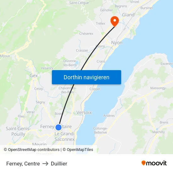 Ferney, Château to Duillier map