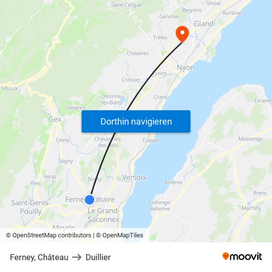 Ferney, Château to Duillier map