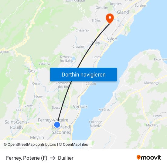 Ferney, Poterie (F) to Duillier map