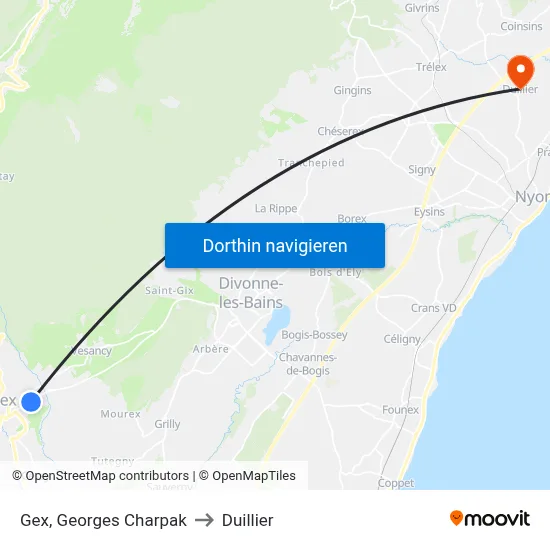 Gex, Georges Charpak to Duillier map