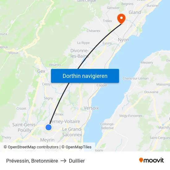 Prévessin, Bretonnière to Duillier map