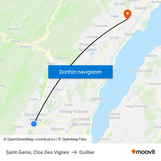 Saint-Genis, Clos Des Vignes to Duillier map