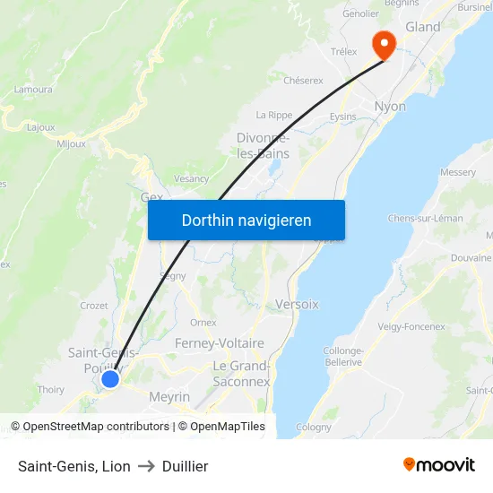 Saint-Genis, Lion to Duillier map