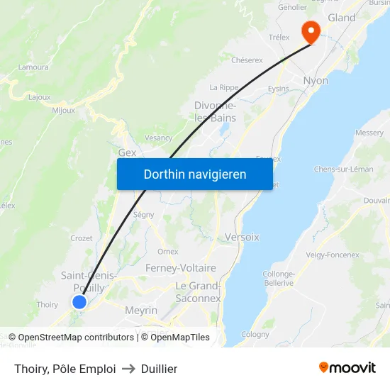 Thoiry, Pôle Emploi to Duillier map
