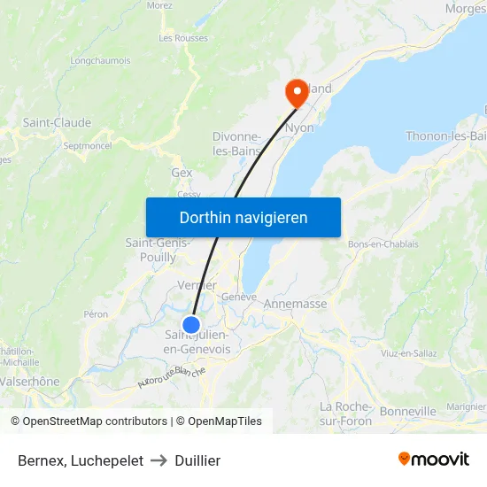 Bernex, Luchepelet to Duillier map
