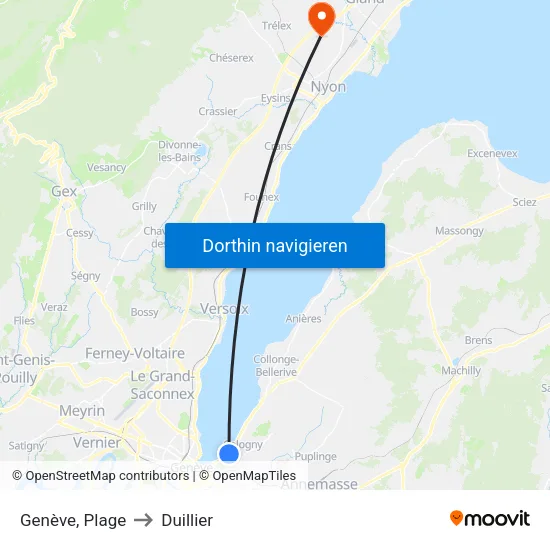 Genève, Plage to Duillier map