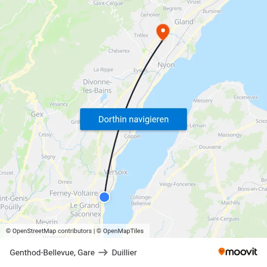 Genthod-Bellevue, Gare to Duillier map